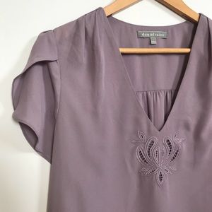 DANIEL RAINN • purple eyelet petal sleeve top